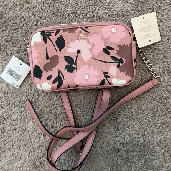 Kate Spade Pink and Black Floral Crossbody Bag NEW WITH TAGS!!! - Picture 1 of 9